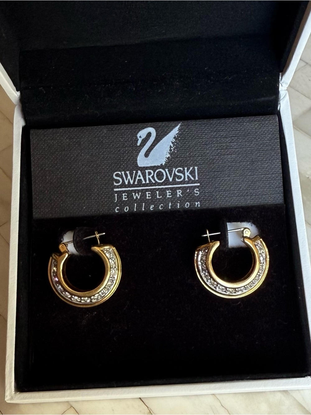Swarovski Gold Tone Crystal-Embellished Hoop Earrings jeweler’s collection